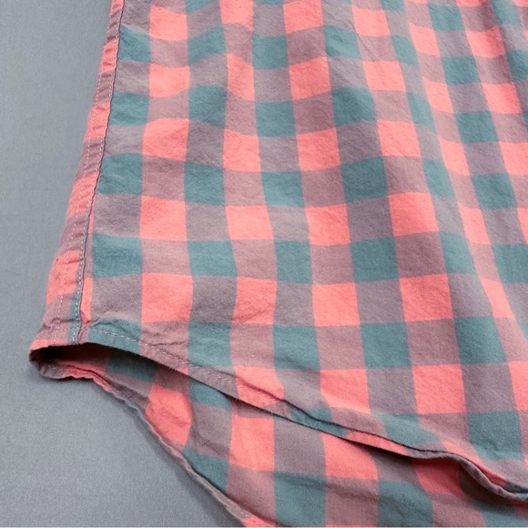 J. CREW men’s peach gray checkered button down long sleeve shirt, M. - Picture 3 of 5